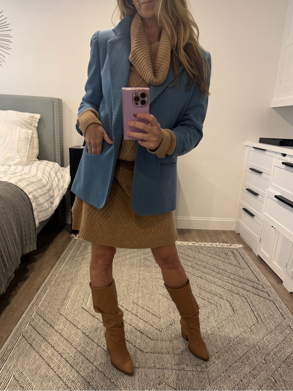 Sag Harbor Petite Powder Blue Wool Blazer medium fit